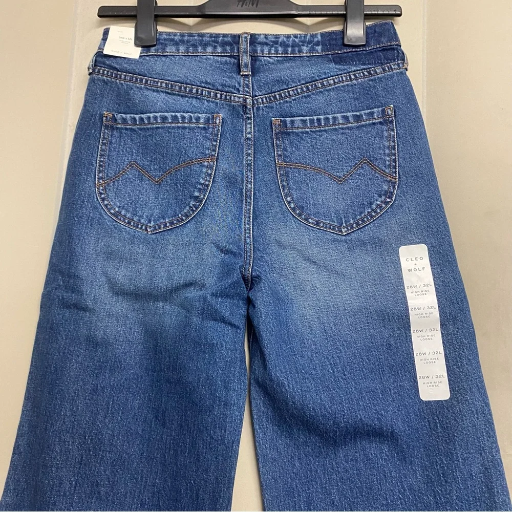Cleo + Wolf Women’s Jeans 28x32 High Rise Loose Flare Bootcut Distressed NWT